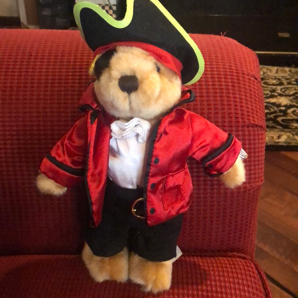 Herrington Pirate Teddy Bear. 10” tall. Removable jacket
